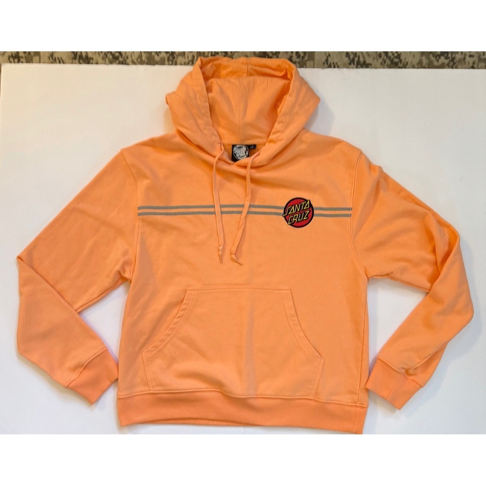 Santa‎ Cruz Hoodie Womens  Size L Orange Striped Pullover Sweatshirt Skate